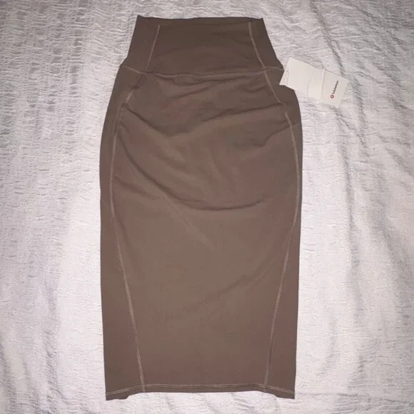 NWT New Lululemon Nulu™ Slim Fit High-Rise Midi Skirt Taupetastic Brown Pencil 4 - Picture 9 of 14